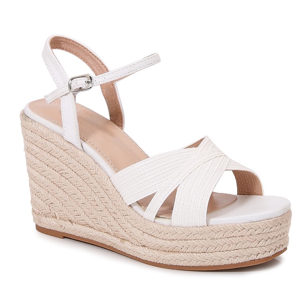 NEW White Espadrille Wedge Sandals